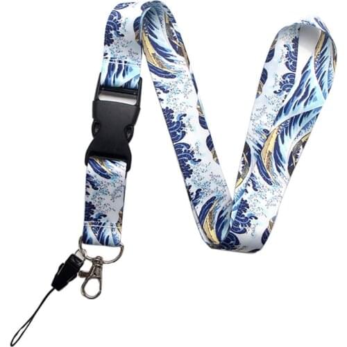 ER030 Fashion Kanagawa Painting Art Neck Strap Lanyards ID Badge Card Holder Keychain Phone Gym Strap Webbing Necklace Gift