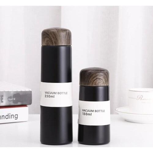 Cute Wood Line Thermos Bottle Mini Small Capacity Leakproof Coffee Mug 304 Stainless Steel Vacuum Flask 150/250ML Thermo Bottle