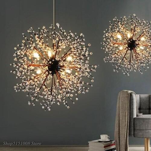 Modern Dandelion Pendant Lights Vintage Hanging Lamp Loft LED Pendant Lamps Crystal Firework Nordic Designer Lighting Fixtures