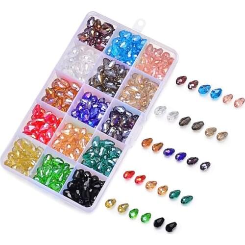 300pcs 15Colors AB Beads Faceted Glass Drop 8x12mm Crystal Droplet Pendant DIY Making Jewelry Accessories Wholesale In Bulk