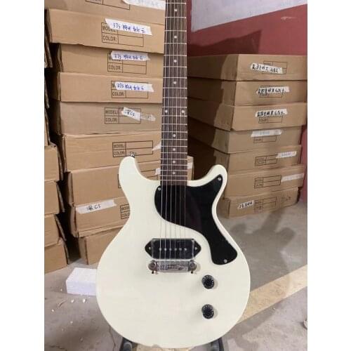 Studio Electric Guitar Cream White Color Rosewood Fingerboard Mahogany Body Single Black Hardware High Quality Free Shipping