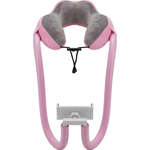 2-in-1 U-Shaped Neck Pillow With Gooseneck Tablet Phone Holder, Memory Foam Nap Pillow with Flexible Phone Reading Holder