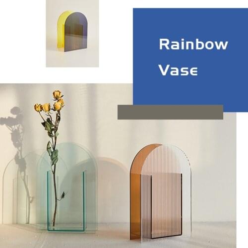 Vases Acrylic Rainbow series Vase Nordic geometric dry flower vase with floral arrangement and hydroponics home Decor
