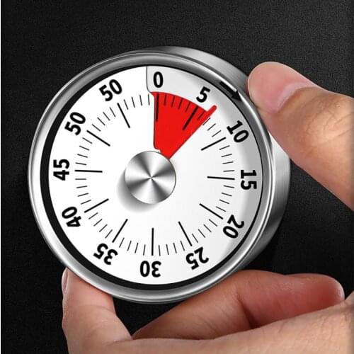 Stainless Steel Visual Timer Mechanical Kitchen Timer Mechanical Round Countdown Magnetic Clock Timer with Loud Alarm 60 Minute