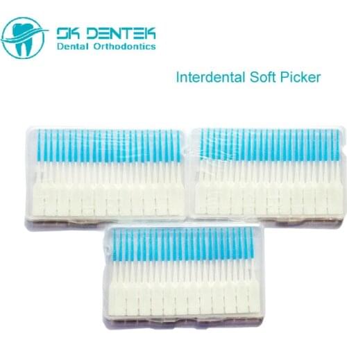 Total 72pcs 3 boxes Interdental Brush Teethpicker Teeth Soft Picker Floss Brush Oral Clean Care Silicon Head Tooth Sticker