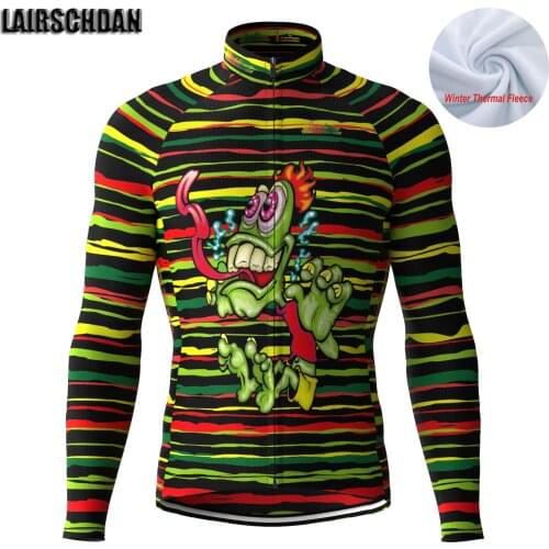 LairschDan Funny Cycling Jerysey Winter Thermal Fleece Cycling Jersey Men Cycling Clothing Pro Team Full Sleeve Road Bike Jersey