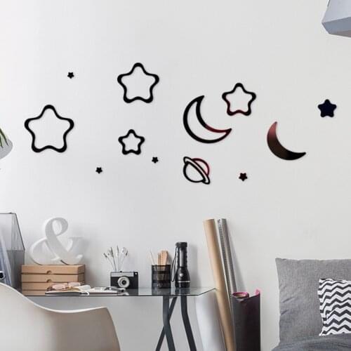 18pcs stars Mirror Wall Decoration DIY Wall Paper Sticker Self Adhesive Wall Decal for Kids Room Bedroom Creative Home Decor