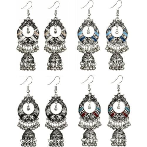 2020 Retro Bohemian Geometric Hollow Pattern Round Long Pattern Ball Bell Earring Drop Dangle Earrings for Women Oorbellen