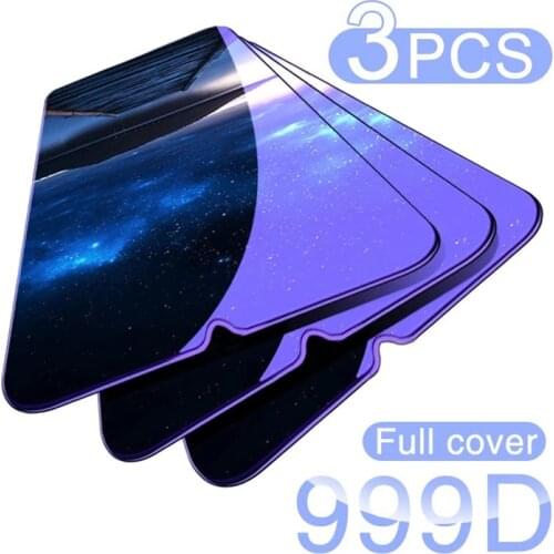3pcs Full Screen Purple Light Tempered Glass Anti-blue Light Eye Protection Screen Protector for Iphone 6 7 8 11 12 Pro Max