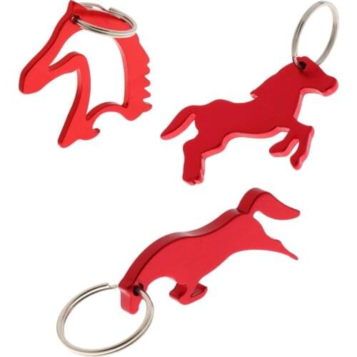 3 style Aluminum Horse Pattern Can Bottle Opener Keyring Keychain Bag Pendent - Red