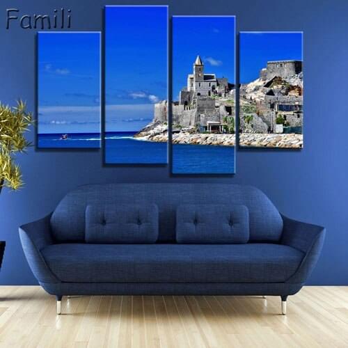 4Pcs of canvas art Rom italy night landscape on canvas HD print modern home decoration living room wall painting artwork