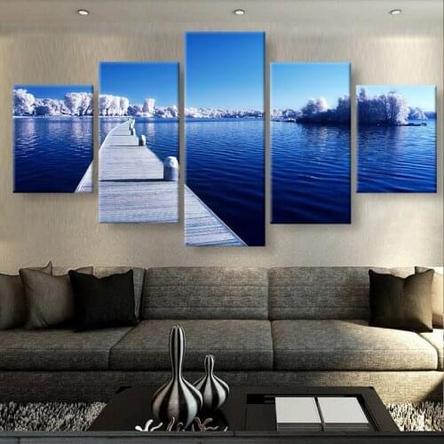 Frame 5 Piece Canvas Art Cold Waters Modern Decorative Landscape Paintings on Canvas Wall Art for Home Decorations Wall Decor