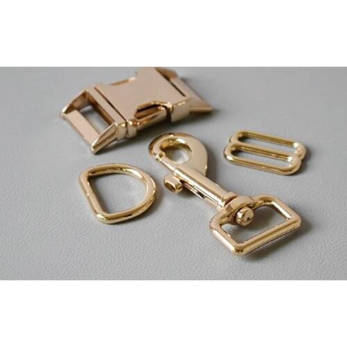 50 sets 25mm Metal D ring belt straps 8 button release buckle spring hook DIY Dog Collar Leash Set Metal Accessories