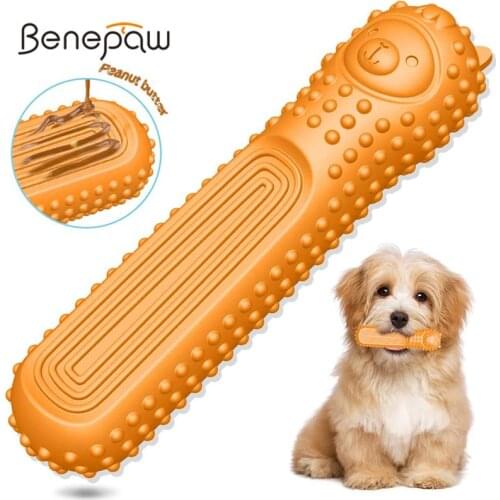 Benepaw Durable Alpaca Shaped Puppy Toys Nontoxic Rubber Medium Small Dog Chew Stick Teeth Cleaning Pet Training Treat Game IQ