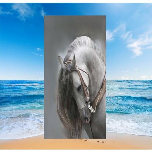 Free shipping Gift Black White Horse Unicorn Cow Pattern Adult Kids Yoga Yogi Spa Swim Bath Beach Towel Blanket Throw