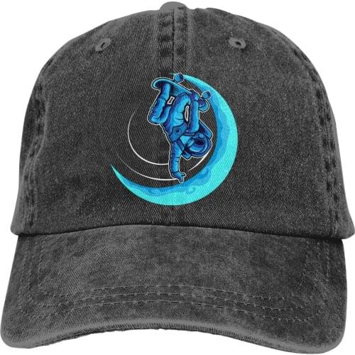 Astronaut Skating In Moon Awesome Cosmonaut Gifts Baseball Cap cowboy hat Peaked cap Cowboy Bebop Hats Men and women hats