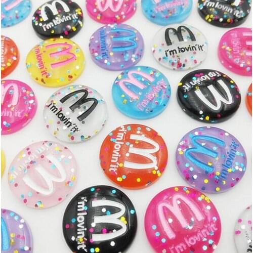10pcs/lot Cute Glitter Resin M Beans Round Flatback Cabochon DIY ornaments craft decoration