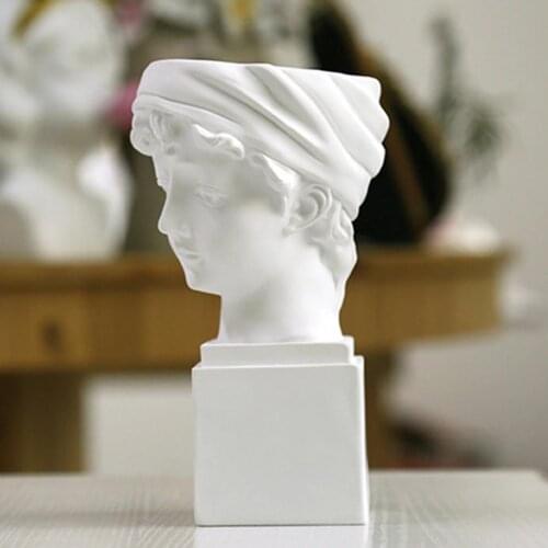 European Style Resin Planter Vase Home Office Garden Portrait Statue Cosmetic Makeup Pen Holder Organizer