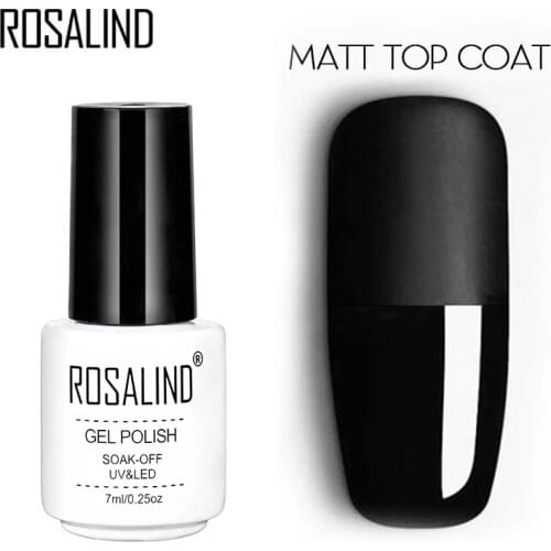 ROSALIND 7ml Matt Top Coat gel Lacquer Long-lasting Soak-off LED UV Gel color Manicure polish for Nail Art gel varnish