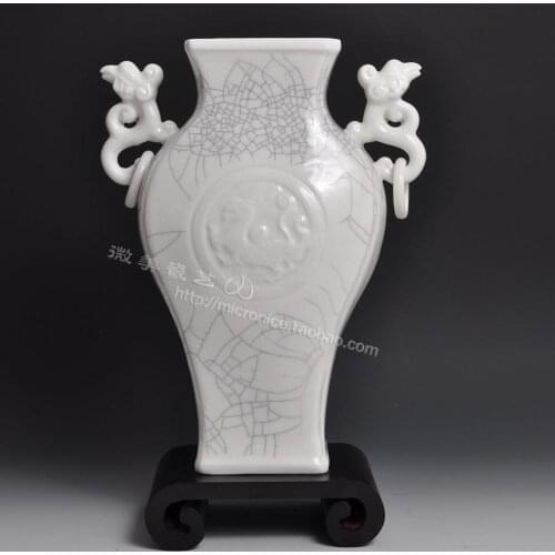 Glaze antique vase bottle Qiulong Ssangyong go four new classical ceramic ornaments retro office Club