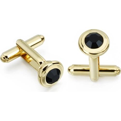 HAWSON New Design Gold Plated Cuff Links with Crystal for Men Best Cufflinks Wedding Suit Shirt Gift Men Accessories