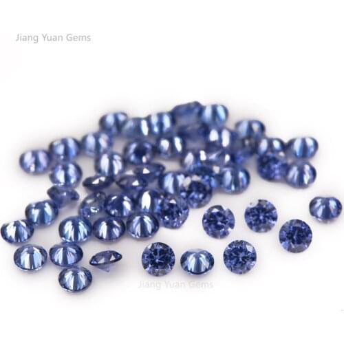 1.0~3.0mm AAAAA Round Cut CZ Stone European Machine Cut Blue Synthetic Gems Zirconia Stone