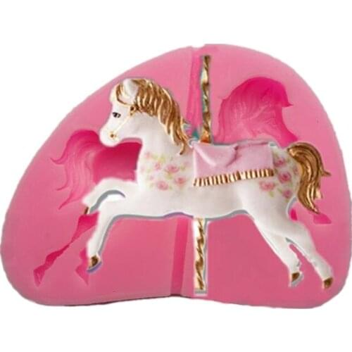 Carousel Horse Shape Silicone Cake Mold Bakeware 3D Silicone Mould For Chocolate Clay Fondant Cake Tools Decorating D4