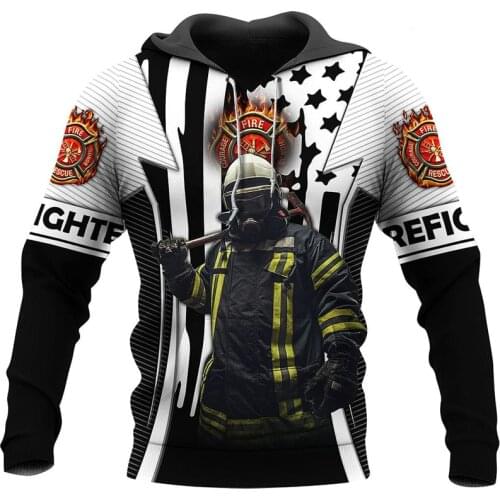 Fashion autumn and winter zipper hoodie Harajuku firefighter 3D full print hoodie men and women street casual sweatshirt