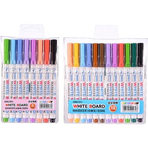 Multi 12 Color Whiteboard Pen Set Erasable Marker Pen for White Board Glass Kids Drawing Office Meeting School Teacher