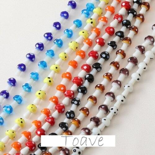 Small colored glaze dot mushroom straight hole diy beaded retro hand-made necklace earrings bracelet material accessories