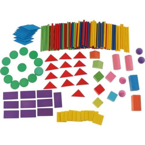 Montessori Educational Toy Kids Math Counting Sticks & Geometric Blocks