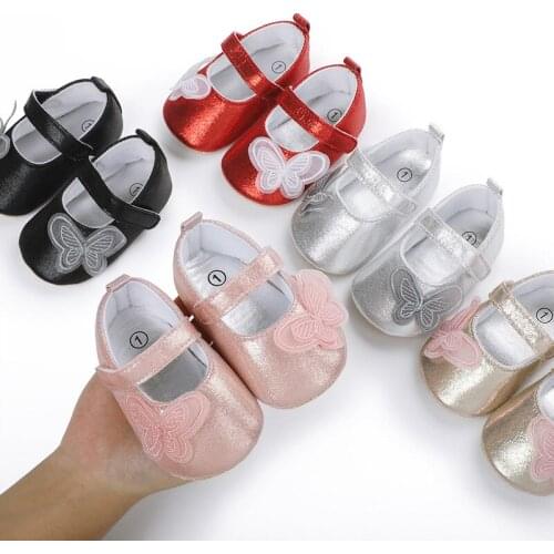 Newborn Toddler Baby Girl Shoes PU Leather Buckle First Walkers with Bow Red Black Pink White Soft Soled Non-slip Crib Shoes