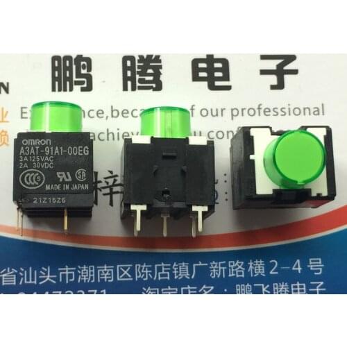 Original new 100% A3AT-91A1-00EG light and green light small button switch circular touch key 3A 125VAC 2A 30VDC