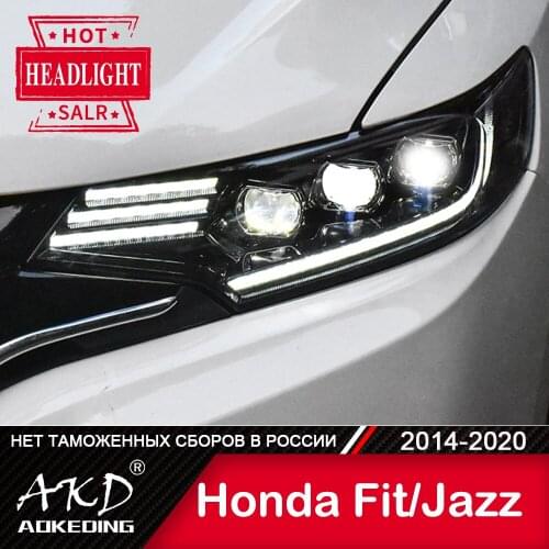 Head Lamp For Car HONDA FIT 2014-2020 jazz Headlights Fog Lights Day Running Light DRL H7 LED Bi Xenon Bulb Car Accessory