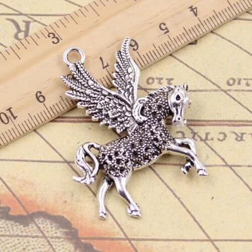 4pcs Charms Fly Horse Unicorn 52x42mm Tibetan Silver Pendants Antique Jewelry Making DIY Handmade Craft For Bracelet Necklace