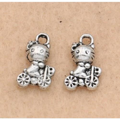 20pcs Tibetan Silver Plated Cat Bike Charm Pendants For Jewelry Making Handmade Jewelry Diy Accessories 12x7mm