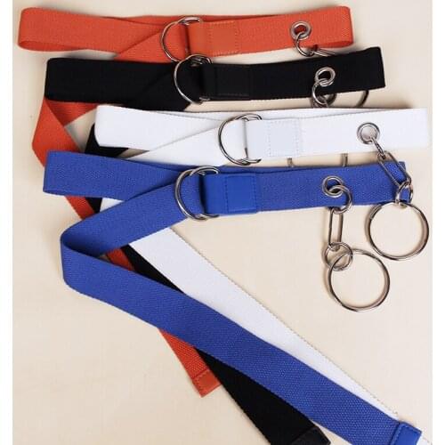 Weave canvas waistband ring decorate fashion Women men belts Black white red blue belt