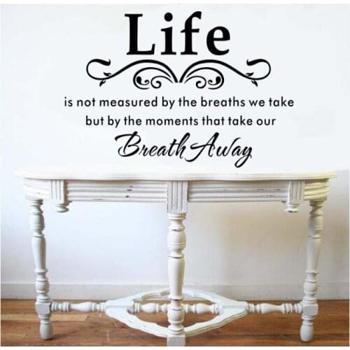 Removable Life Is Not Measured By The Breaths We Take Vinyl Wall sticker quotes Living room bathroom Home Interior Poster Murals