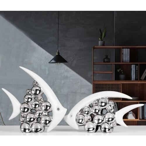Silver White Kiss Fish Vase Modern Ceramic Furnishing Articles For Living Room Home Decoration Silver Bubble