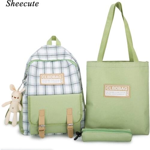 Girls School Bag High School Student Backpack Cute Plaid Print Children Backpack College Backpack High Capacity Shoulder Bags