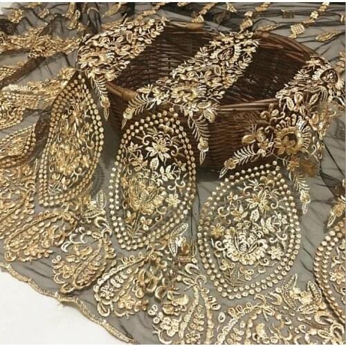 New Product Gold Thread Mesh Three-dimensional Embroidered Fabric African Custom Clothing Dress Encryption Skirt Cloth
