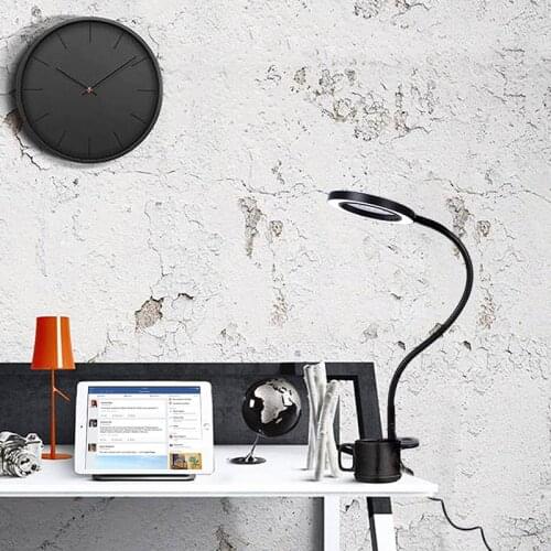 Magnifying Glass with LED Light Third Hand Soldering Tool Desk Clamp USB 5X Magnifier Welding/Reading 8W Table Lamp