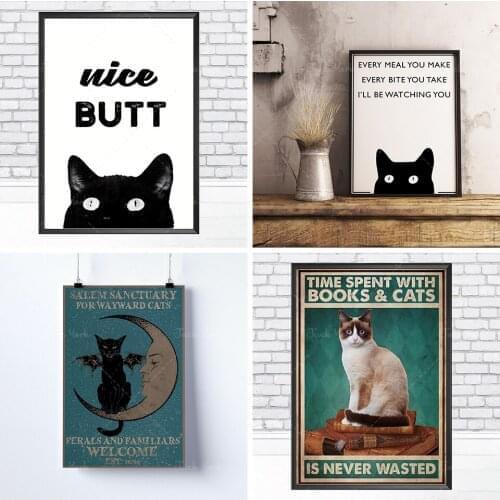 Time Spent with Books and Cats is Never Wasted, Cat Poster, Cat Print, Book Lover Art Print, Gift idea Wall Art Poster Print