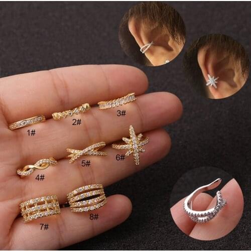 1Pc 10mm Fake Piercing Jewelry Adjustable Helix Cartilage Conch Cz Ear Cuff No Piercing Conch Cuff Earring