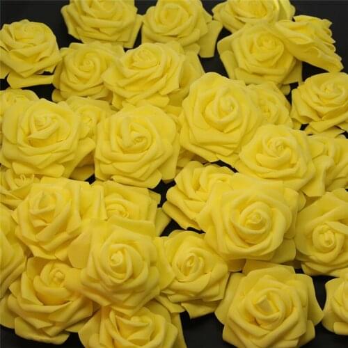 10pcs-100pcs Yellow PE Foam Rose Flower Head Artificial Rose For Home Decorative Flower Wreaths Wedding Party DIY Decoration