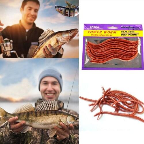 10pcs Earthworm Bait Bionic Lure Bait Fake Bait Fishing Bait Soft Lure Belly Chest Fork Dice Simulation Maggots