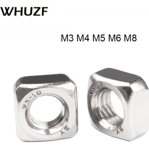 20/50Pcs DIN557 GB39 A2-70 Metric Threaded Square Nuts M3 M4 M5 M6 M8 304 Stainless Steel Slide Nut HW052