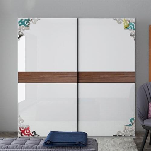 4 Pcs Wardrobe Closet Background Wall Decoration Acrylic Mirror Stickers Wallpaper Living Room Home Decor Accessories