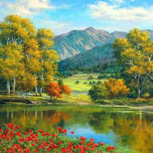 5D DIY Diamond Painting Landscape Painting Landscape Beautiful Scenery Picture Square Round Diamond Cross Stitch Decor WG2874