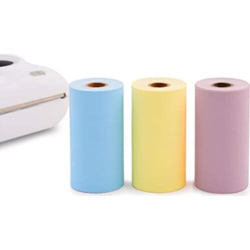 6pcs 57x30mm Portable Pocket Printer Paper Roll Self-Adhesive Thermal Paper Office Printing Supplies Lace Label Paper